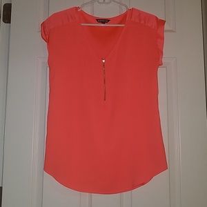 Coral Zip up Blouse